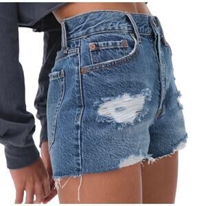 Aeropostale Slouchy Boyfriend Mid Waist Distressed Cotton Denim Shorts sz 2